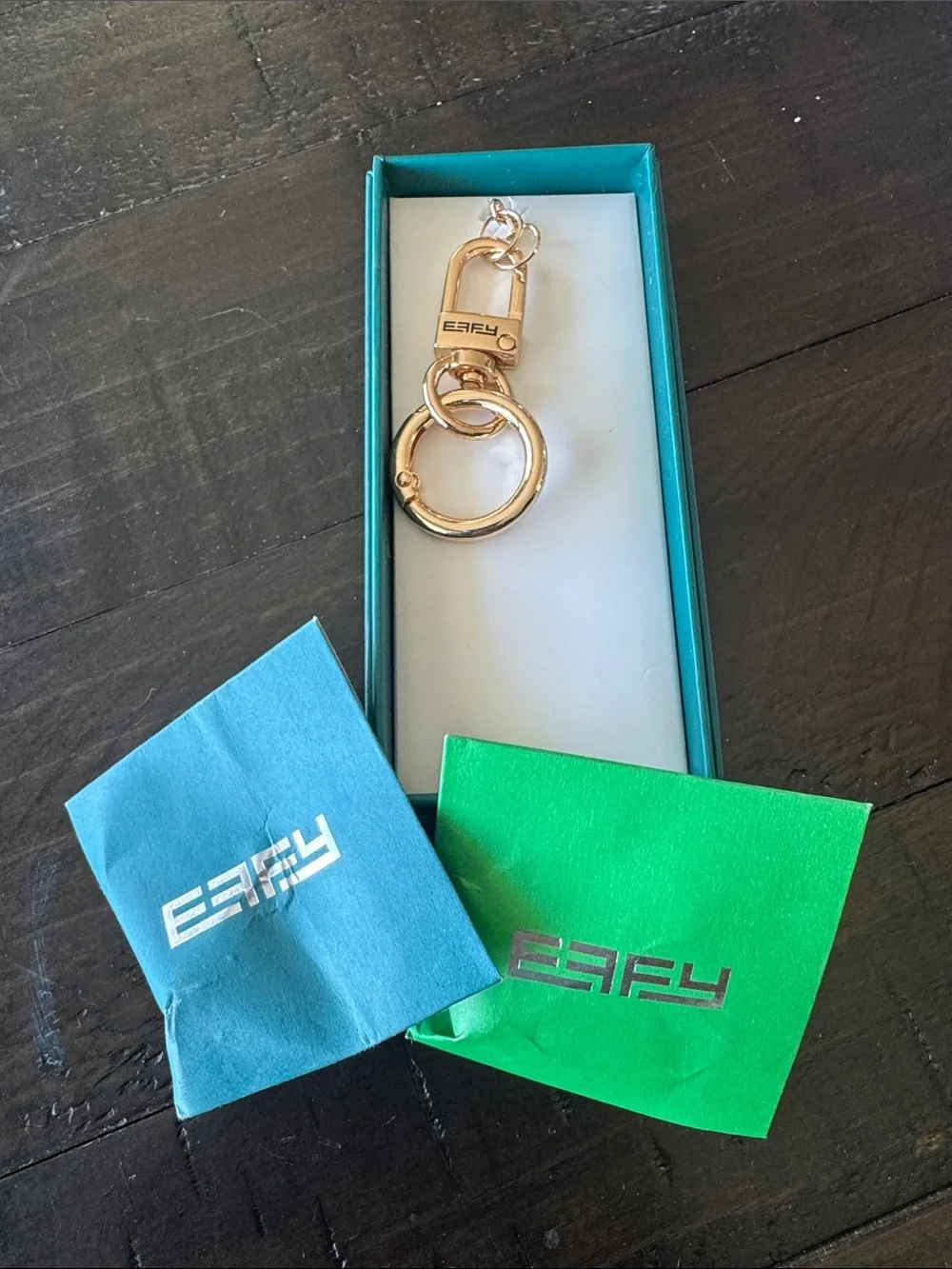 EFFY Gold Keychain Ring/ purse charm- with two EFFY bells. Royal Caribbean Icon